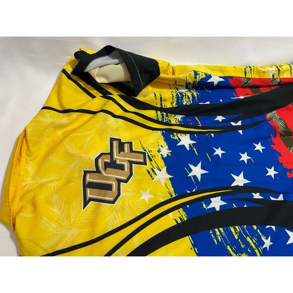 UCF Button Up Shirt Mens Size Large Yellow Black Blue Polyester Spandex - Picture 7 of 10